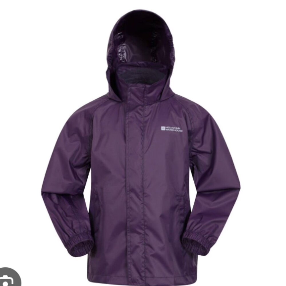 🌧️💜 Mountain Warehouse Pakka II Kids Rain Jacket – Purple – 3–4 Years 💜🌧️